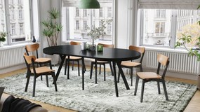 Mazzoni VITO Fekete Matt/fekete lábak - LOFT/IPARI STÍLUSÚ 310 cm-re BŐVÍTHETŐ NAGY KEREK ASZTAL Ø110 Y LÁBAKKAL