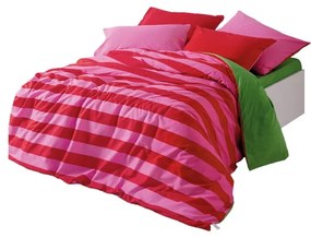 Zöld-rózsaszín négyrészes kétszemélyes hosszabbított renforcé pamut ágyneműhuzat lepedővel 200x220 cm Cherie – Mijolnir