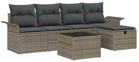 vidaXL Kerti Kanapé Szett párnával tárolóval 6 pcs Szürke polirattan