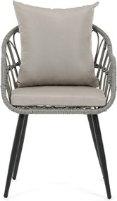 Kerti szék, fém, polyrattan, szürke, AZ-F1406 GREY