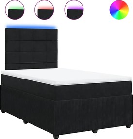 vidaXL fekete bársony rugós ágy matraccal 120 x 200 cm