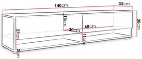 Függesztett TV szekrény Adenuk 140 MDF (fekete grafit + halcsont fekete) (LED RGB világítással). 1106323