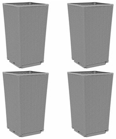 4 db világosszürke polipropilén kerti virágláda 32,5x32,5x57 cm