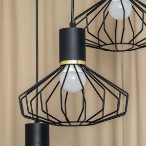 SOLANO kábeles csillár 3xE27/15W/230V fekete/arany