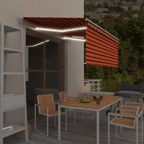 narancssárga-barna kézzel kihúzható LED-es napellenző 3 x 2,5m