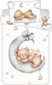 Fehér pamut gyerek ágyneműhuzat babaágyhoz 100x135 cm Teddy Bear "Ribbon" – Jerry Fabrics