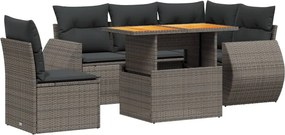 vidaXL 6 részes szürke polyrattan kerti ülőgarnitúra párnákkal