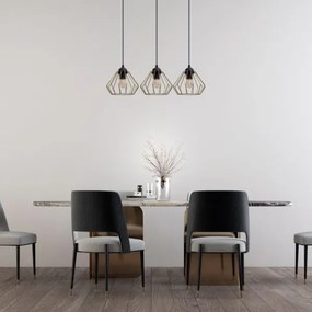 Csillár zsinóron CEED GOLD 3xE27/60W/230V fekete/arany