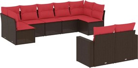 vidaXL 9-részes barna polyrattan kerti ülőgarnitúra párnákkal