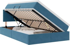 vidaXL Tárolós Ágy matracmal fejtámlával Kék 120 x 190 cm Bársony