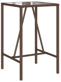 barna polyrattan kültéri bárasztal 70 x 70 x 110 cm