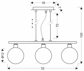 SOMUL kábelre függesztett csillár 3xG9/20W/230V füstös fekete