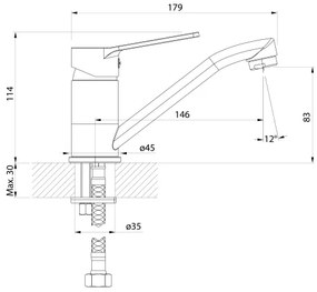 Aqualine - Mosdócsap forgó kifolyóval SINTRA fényezett króm