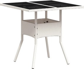 vidaXL fehér polyrattan üveglapos kerti asztal 80 x 80 x 75 cm