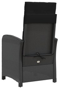 2 db fekete polyrattan dönthető kerti szék párnával