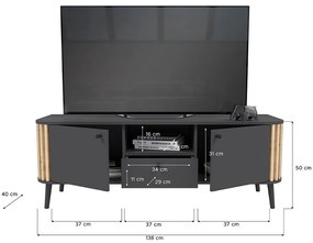 Pure 2 ajtós Tv-szekrény kézműves tölgy/szürke