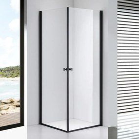 Stuxi Bari Duo Black 90x90 cm szögletes nyílóajtós zuhanykabin, 6 mm vízlepergető üveggel, matt fekete elemekkel
