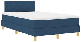 Box Spring Ágy Matraccal és LED Éjféli Kék 120x200 cm szövet