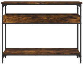 füstös tölgy színű szerelt fa tálalóasztal polccal 100x29x75 cm