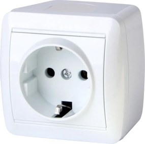 Szimpla aljzat, IP20 védettség nélkül, falra szerelhető