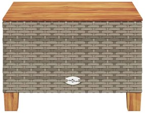 szürke polyrattan és akácfa kerti asztal 55 x 55 x 36 cm