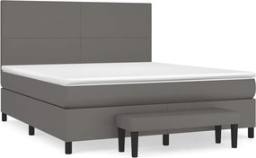 vidaXL szürke műbőr rugós ágy matraccal 180 x 200 cm