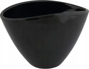 Virágtartó fedő kerámia csónak fekete 18 x 13 cm