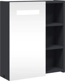 vidaXL szürke tükrös fürdőszobaszekrény LED-del 45 x 13 x 52 cm