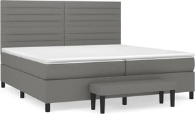 vidaXL sötétszürke szövet rugós ágy matraccal 200 x 200 cm