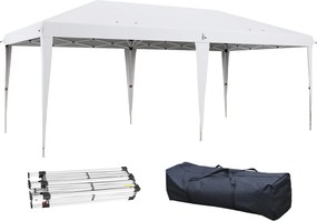 Outsunny Összecsukható Pavilon 6x3 m Hordozható Napernyő 3 Állítható Magassággal, UV-ellenálló Napvédő és Szállítótáska Kempingezéshez és Bulikhoz Feh