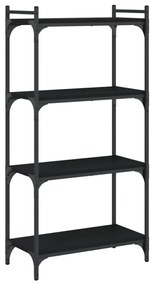 4 szintes fekete szerelt fa könyvespolc 60 x 30 x 120 cm