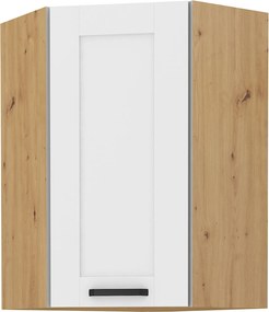 Felső szekrény sarokba, fehér/artisan tölgy, LULA 58x58 GN-90 1F