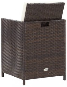9-részes barna kültéri polyrattan étkezőszett párnákkal