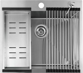 Inox Acél Mosogató 50x58 Tartozékokkal És Süllyesztett Szifonnal