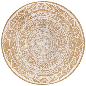 Okkersárga-fehér kerek kültéri szőnyeg ø 140 cm Siruma – NORTHRUGS