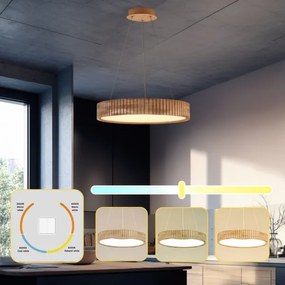 Brilagi - FALCON WOOD MODERN LED függeszték kábelen, 30 W/230 V, átm. 45 cm, fa