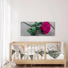 Kép - Rózsaszín rózsa zöld szárral (120x50 cm)