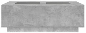 betonszürke végtelen hatású LED-es dohányzóasztal 116x69x40 cm