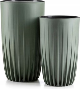 Virágtartó szett szürkészöld virágtartó Magas Nagy Betéttel 2db