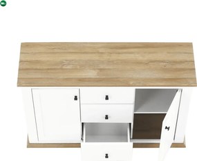 Komód MZ11, fehér/grand tölgy, LEON