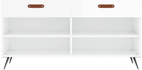 magasfényű fehér szerelt fa cipőpolc 102x35x55 cm