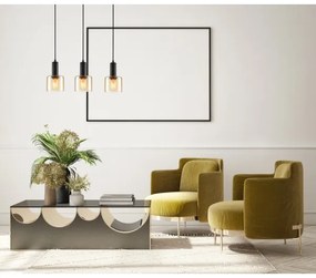 ITALUX PND-65342-3A-BK+AMB - Csillár zsinóron SANTIA 3xE27/40W/230V