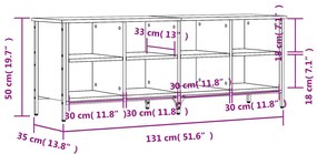 szürke sonoma színű szerelt fa cipőszekrény 131x35x50 cm