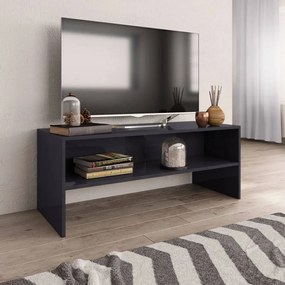 Magasfényű szürke forgácslap TV-szekrény 100 x 40 x 40 cm