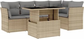 vidaXL 6 részes bézs polyrattan kerti ülőgarnitúra párnával