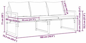 Kerti pad Fekete 180 x 72.5 x 71 cm Acél