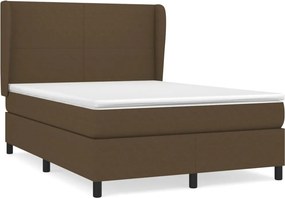 vidaXL sötétbarna szövet rugós ágy matraccal 140 x 190 cm
