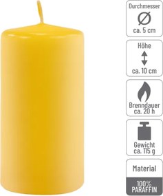 Paraffingyertya 10 cm 20 óra égési idő 16 db szett sárga