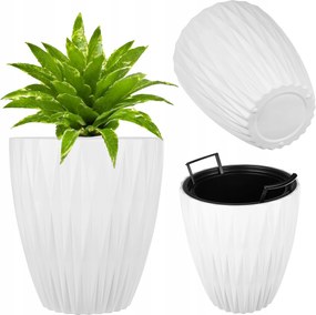 Virágtartó 29 cm Fedő Virágbetét Műanyag Kerek 3D Fehér