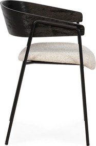Fekete-bézs kárpitozott karfás étkezőfotel szett 2 db-os Cora – MOME